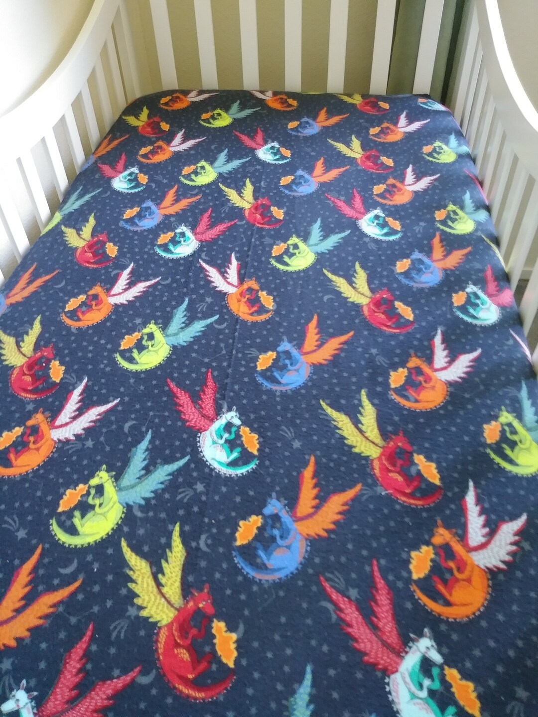 Blue Dragon Crib Bedding / Dragon Boy Crib Sheet /fire Breathing