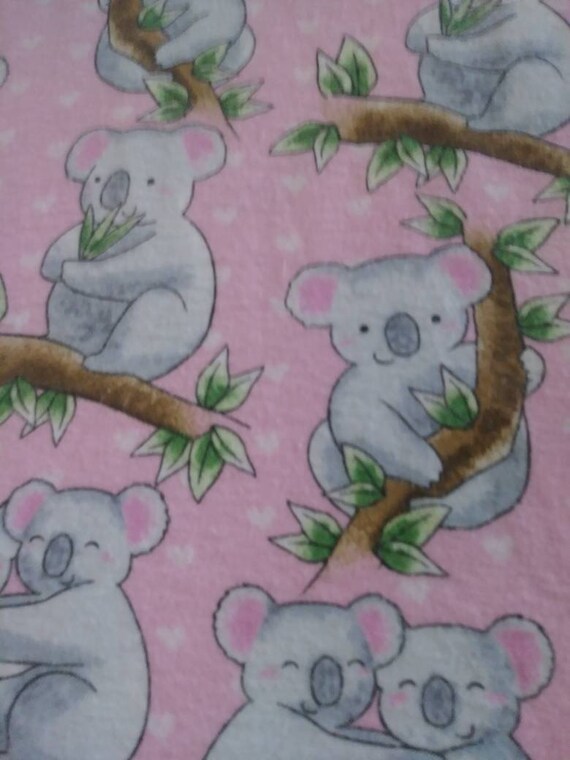 Koala Bear Flannel Fitted Crib Bedding / Pink Flannel Koala Etsy