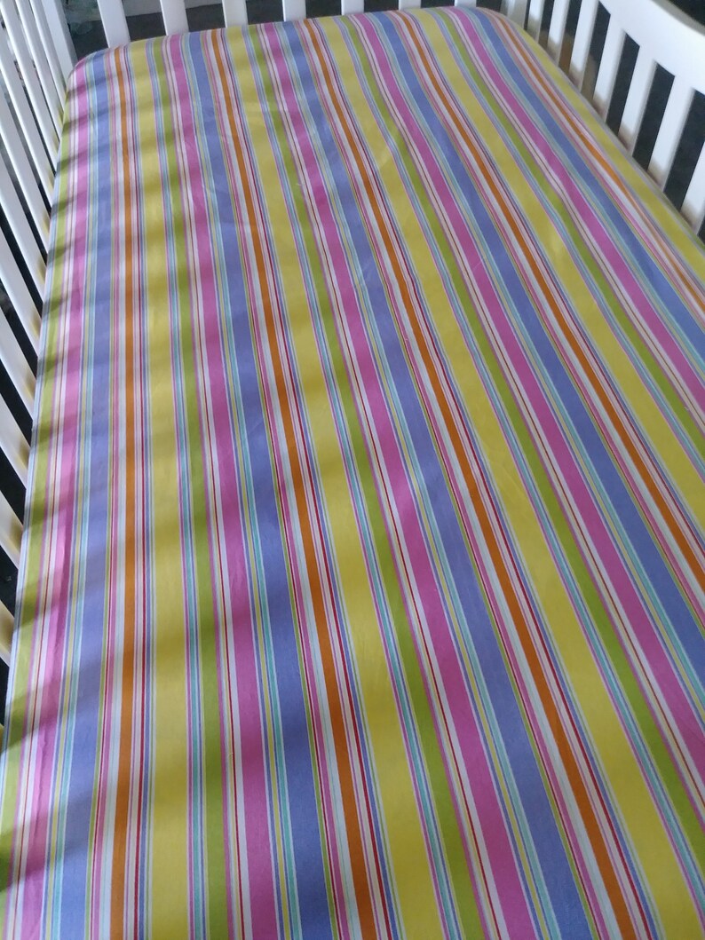 Crib Bedding Stripes Cotton Nursery Linen Standard Fitted Infant Crib Sheet Baby Sheets Rainbow Toddler Bed Sheet