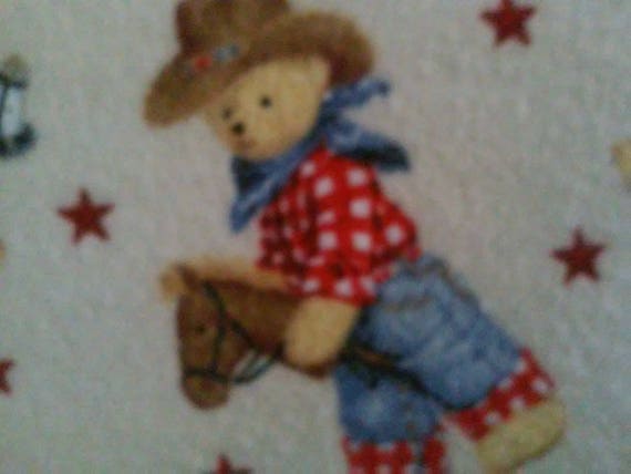 Teddy Bear Cowboy Fitted Crib Sheet Flannel Infant Bedding