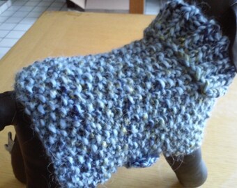 X Small Blue Dog Coat / XS Hand Knit Alpaca Blend Dog Sweater/Dog Attire / Dog Jacket /XS Dog Apparel /Dog Clothing/ Dog Wear /Puppy Sweater