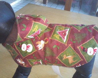 Small Dog Coat / Small Dog Jacket /Small Quilted Christmas Snowman Dog Apparel/ Small Moose Dog Clothing /Dog Attire / Quilted Dog Outfit