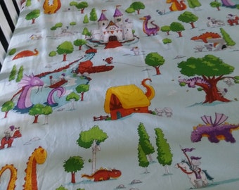 Crib Bedding / Blue Crib Sheet / Knights Dragon Fitted Crib Sheet / Boy Toddler Bed