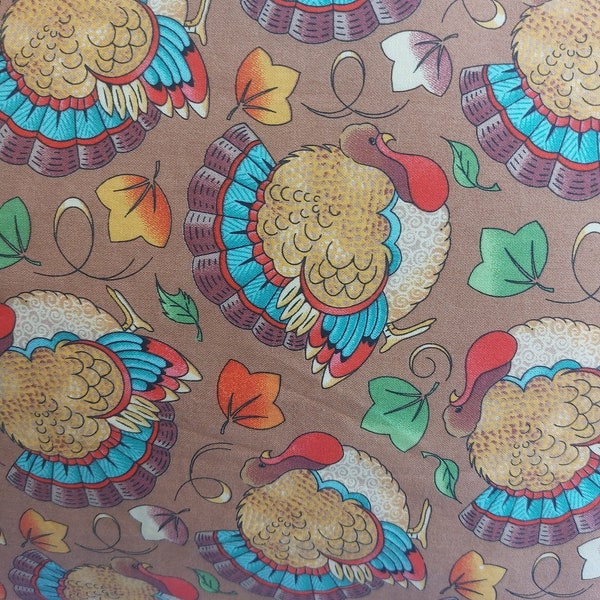 Turkey Pillowcase / Brown Cotton Turkey Pillowcase / Thanksgiving Pillowcase / Cotton Pillowcase / Brown Turkey Cotton Linen