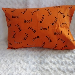 Halloween Bedding / Orange Toddler Pillowcases / Halloween Linen / Treat or Treat / All Hallows Eve / Orange BOO!!!!  Travel Pillowcase