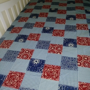 Cowboy Crib Sheet: Patchwork Print Cotton Fitted Bedding