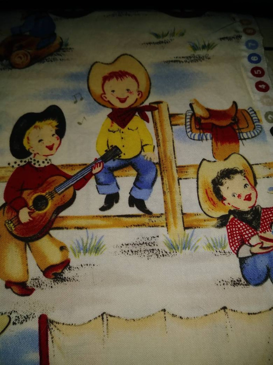 Cowboy Crib Bedding Set / Cotton Infant Bedding / Beige Standard Fitted