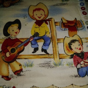Cowboy Crib Sheet: 50s Print Cotton Fitted Linen