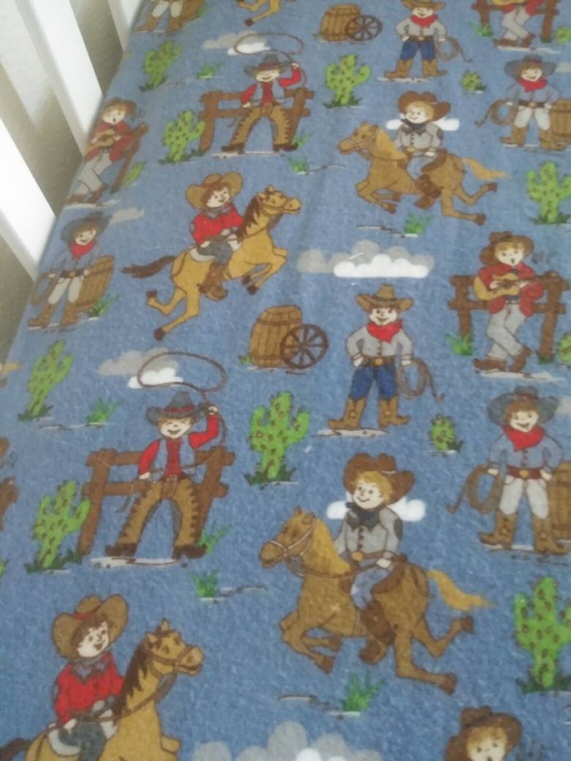 Cowboy Crib Bedding Set/cotton Flannel Infant Bedding / Blue Etsy
