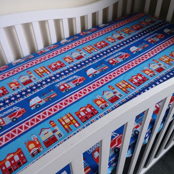 Blue Fire Truck Bedding Etsy