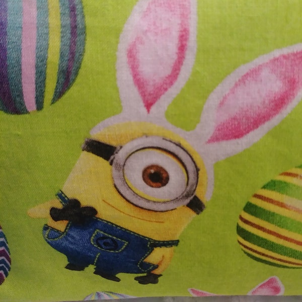Easter Toddler Pillowcase/ Minions and Easter Eggs Pillowcase/ Easter Eggs Pillowcase /Green Pillowcase /Child Easter Linen / Easter Bedding
