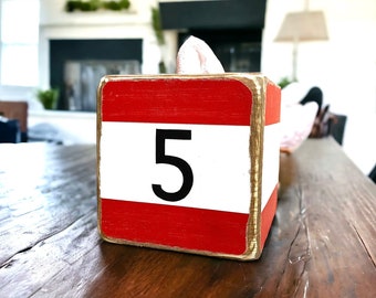 Maine Lobster Buoy Tissue Box Cover, Coastal Distressed Beach Decor