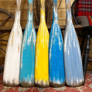 Lake House Wood Boat Paddles, Wood Canoe Paddles Oars, Coastal Beach Decor, Painted Rustic Wall Art