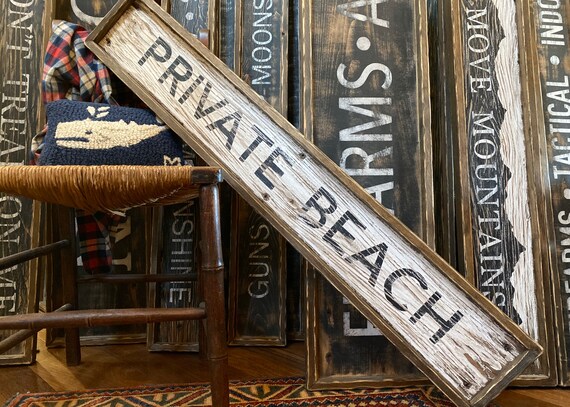 Private Beach Sign Coastal Wood Sign Beach Decor Nautical | Etsy