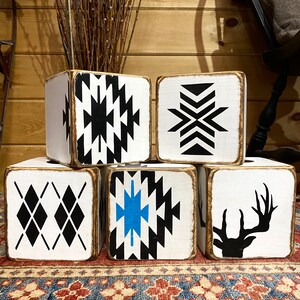 Bold patterned Aztec tissue boxes with Southwestern charm, perfect for cowboy cabins, ranch décor, or Western-inspired interiors, made in Maine