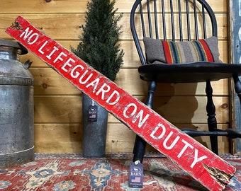Lifeguard Beach House Sign, Nautical Decor, No Lifeguard On Duty