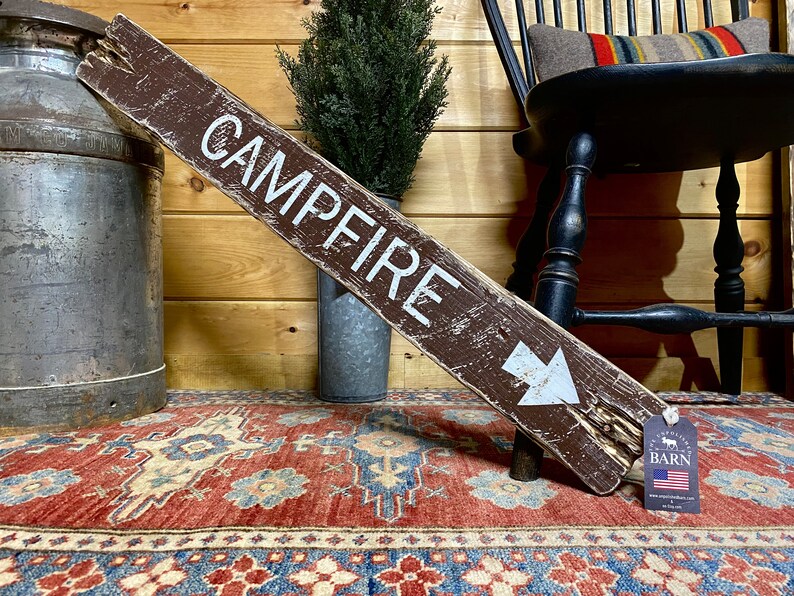 Campfire Wood Sign | Rustic Cabin & Camp Decor, Log Cabin Wall Art - Etsy