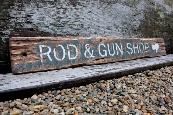 Rod Gun Shop Hunting Sign Fishing Sign Rustic Decor Etsy