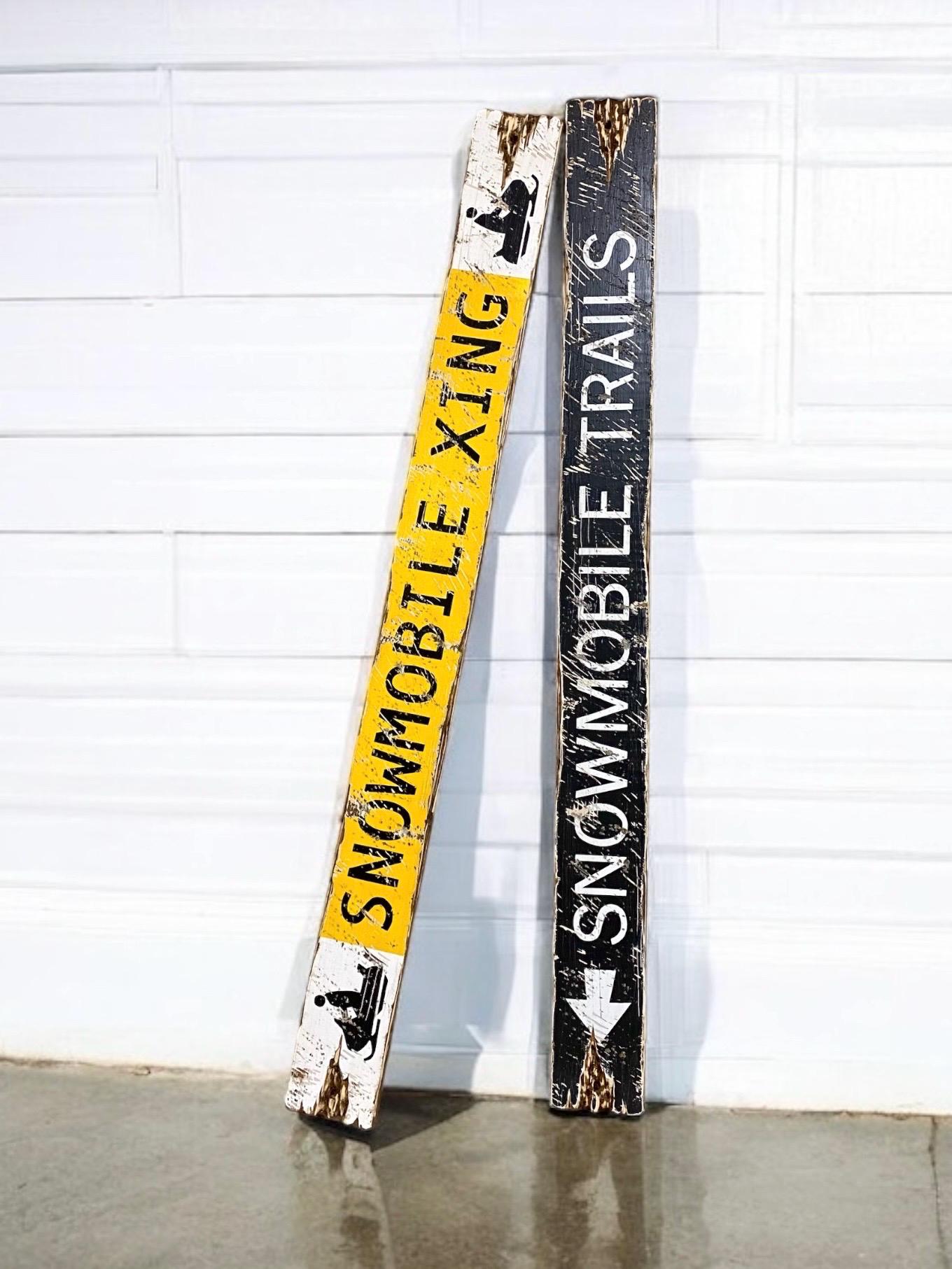 Snowmobile Sign Posts Snowmobiling Wood Sign, Distressed Log Cabin Decor, Snowmobile Trails ...