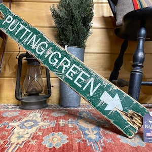 Putting Green Golf Sign, Rustic Wood Golfing Gift
