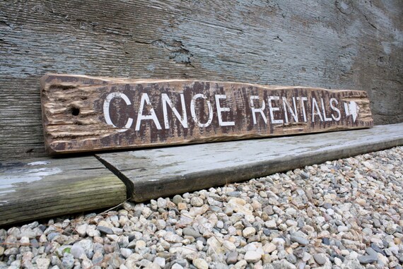Canoe Rentals Wood Sign Rustic Sign Cabin Decor Distressed Etsy