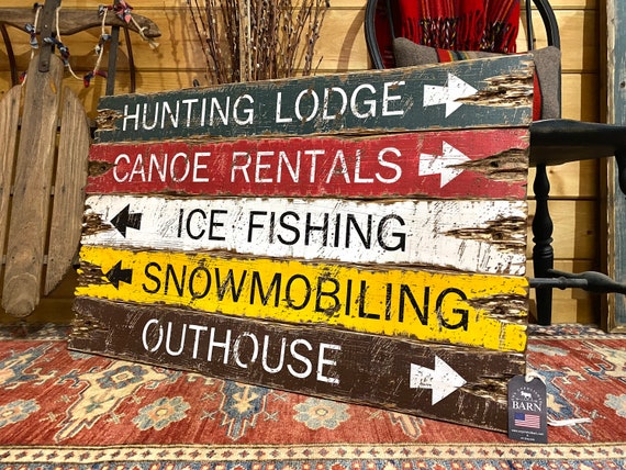 Rustic Hunting Lodge Sign Set: Distressed Wood Cabin Decor