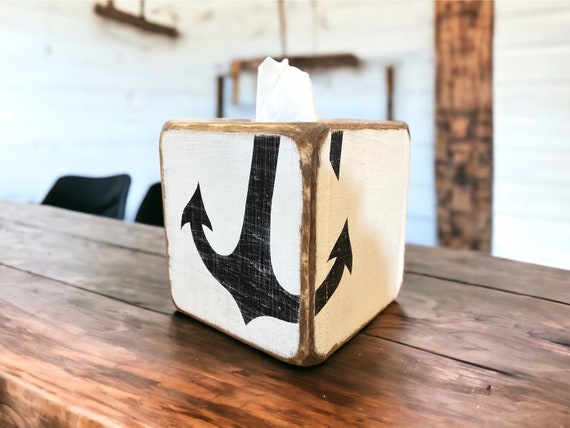 Coastal Cottage Tissue Box Cover – Beach House & Unique Home Decor