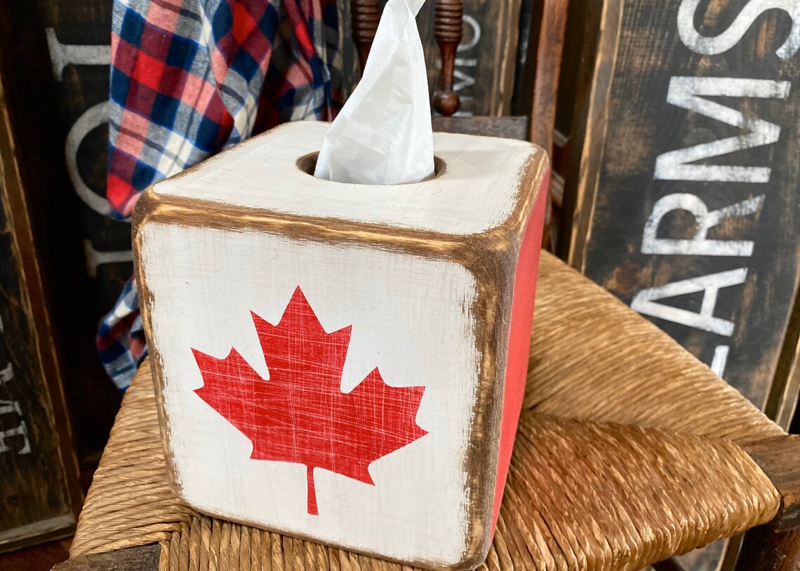 Canadian Maple Leaf Tissue Box Holder Rustic Tissue Box Etsy