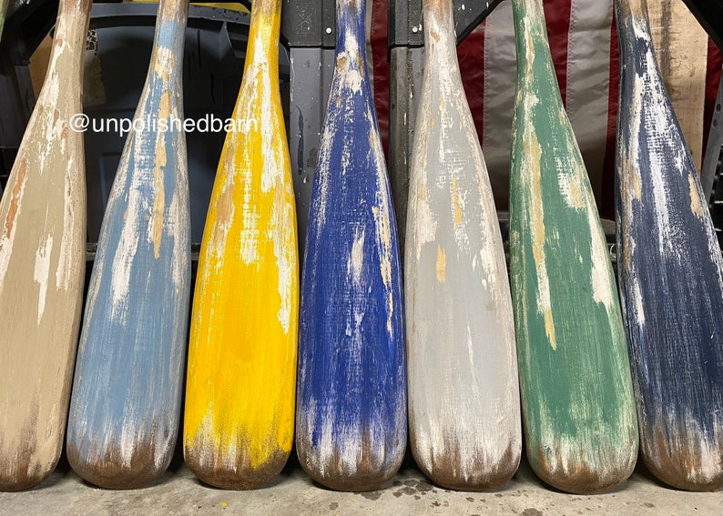 Rustic Log Cabin Decor Painted Boat Paddles Lake House Wood Etsy