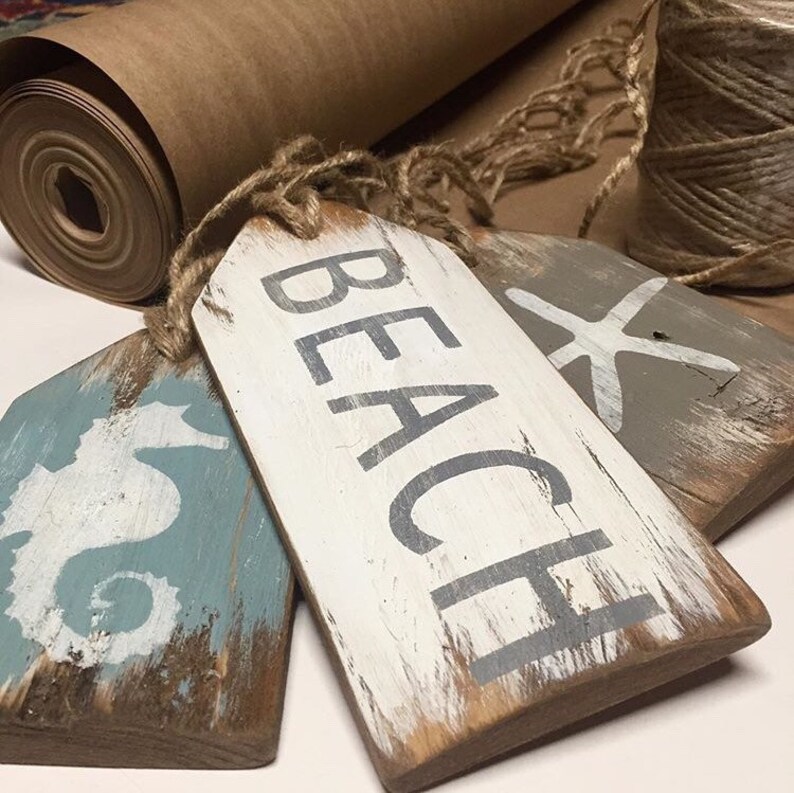 Rustic Wood Beach Sign Distressed Beach Decor Starfish Etsy