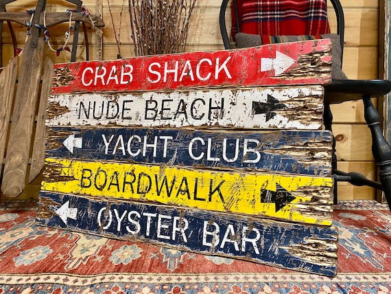Wood Beach Sign Set Rustic Coastal Decor Nautical Decor - Etsy
