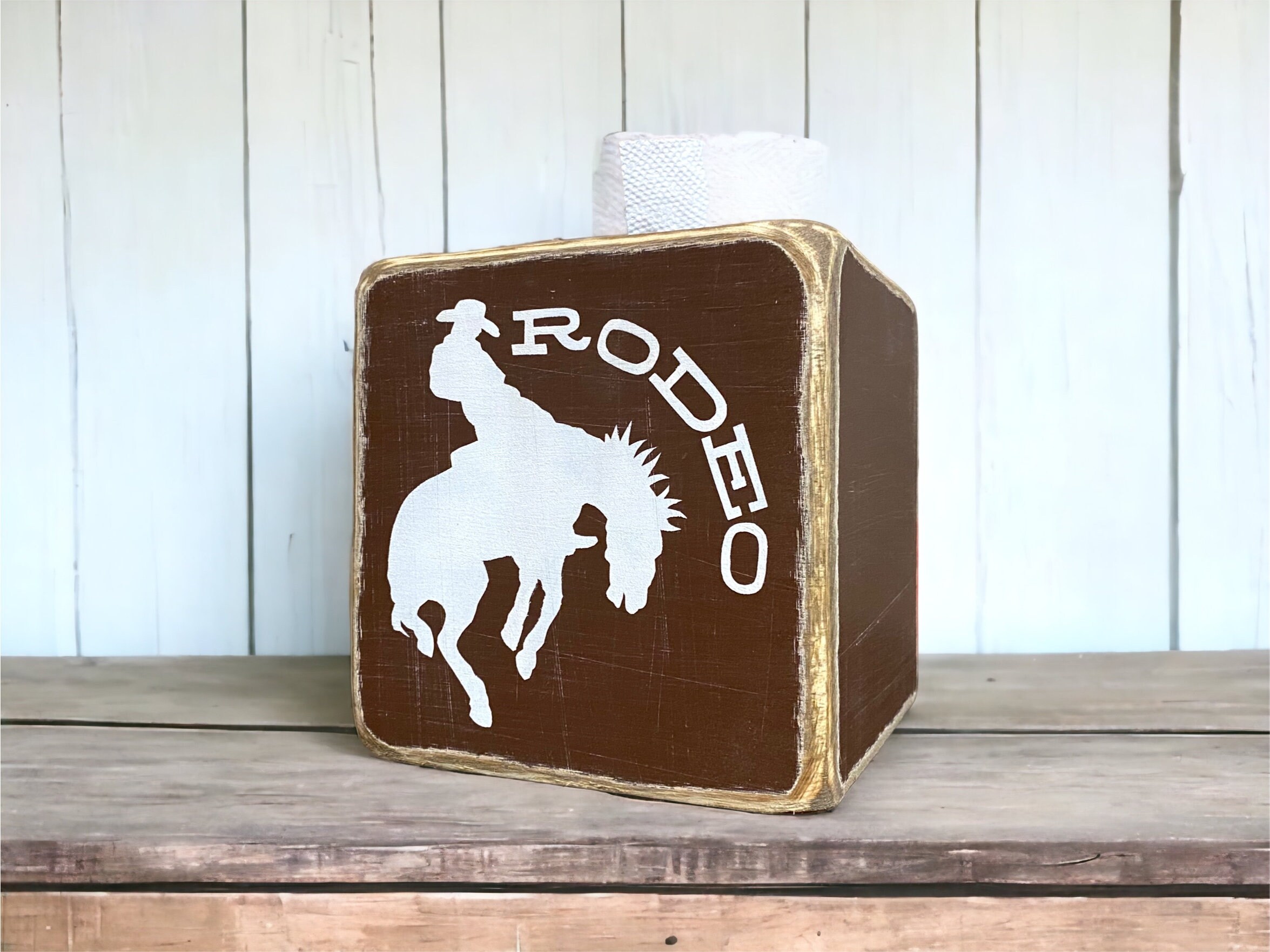 Western Rodeo Cowboy Tissue Box Cover