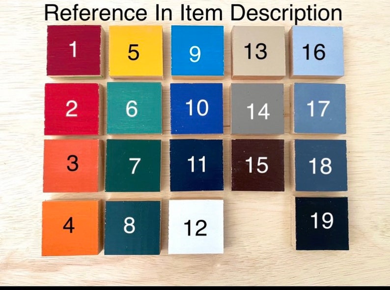 Color chart displaying available paint colors and finish options for the handcrafted Cider Mill wood sign, allowing customization for farmhouse kitchens, country homes, cabins, and fall harvest decorating.