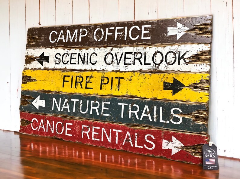 Rustic National Park Sign Set displayed in a cozy cabin interior, styled for lodges, lake houses, and short term rentals, perfect for hikers, campers, and outdoor adventure lovers, handmade in Maine