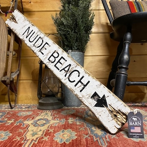 Rustic Nude Beach Wood Sign distressed Coastal Decor - Etsy