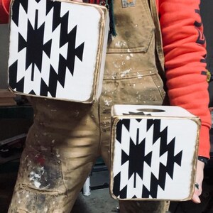 Southwestern-style Aztec tissue box for rustic cabins, ranch houses, or Western lodges, handcrafted in Maine