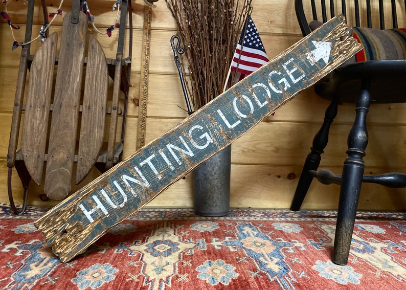 Hunting Lodge Sign Wood Log Cabin Sign Lodge Decor Rustic Etsy