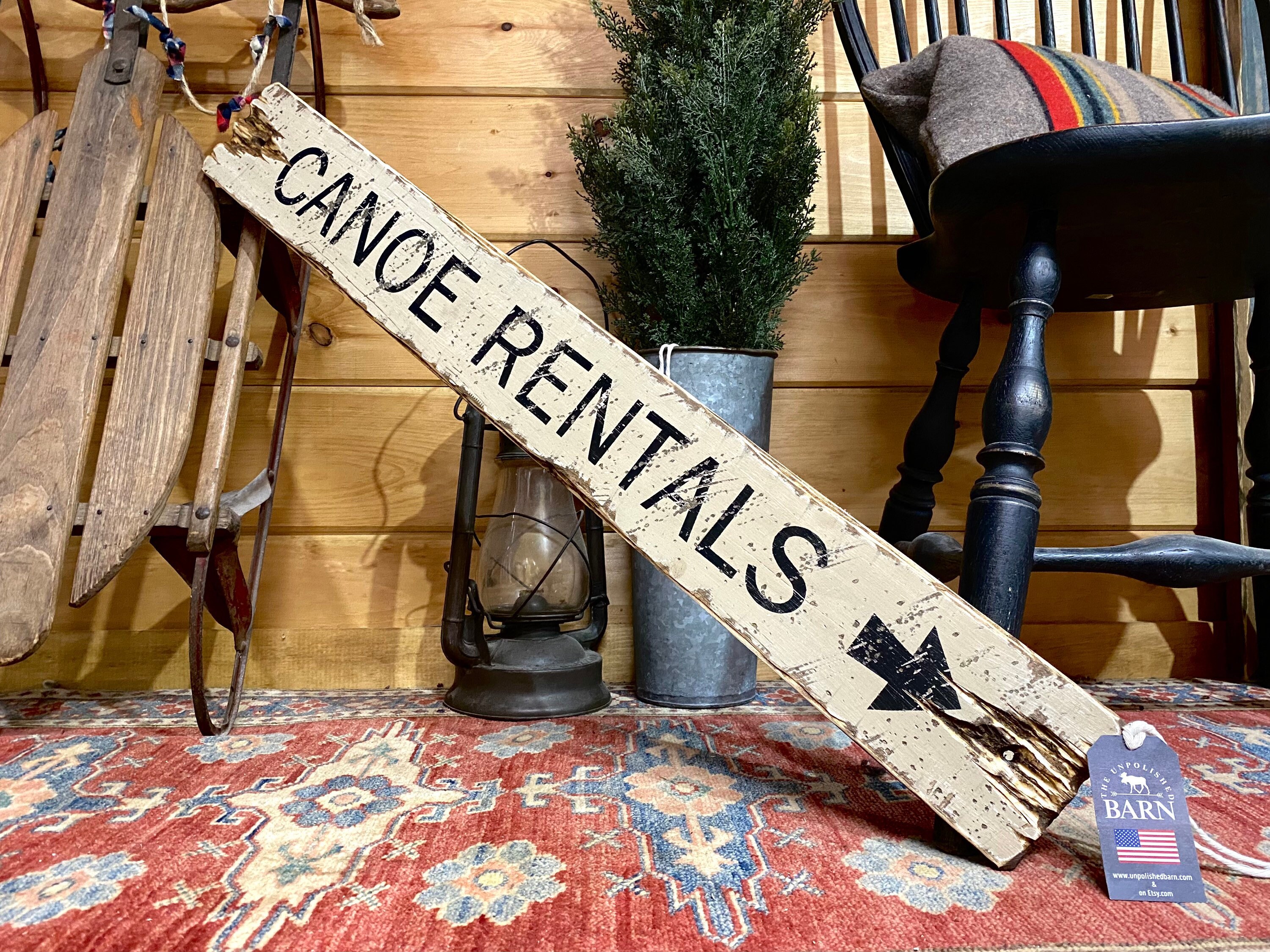 Rustic Canoe Rentals Wood Sign | Distressed Lake House Decor - Etsy