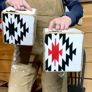 artist holfing 2 southwestern Aztec tissue boxes for cabin, ranch and western decor
