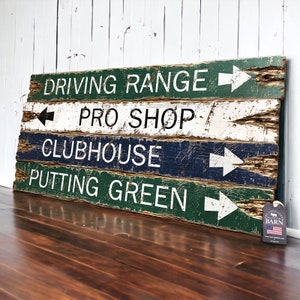 Golfing Sign Set, Wood Golf Decor, Retirement Gift Idea,  Driving Range, Rustic Putting Green