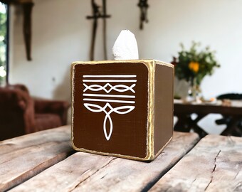 Western Bathroom Decor, Cowboy Tissue Box Cover, Boot Stitch