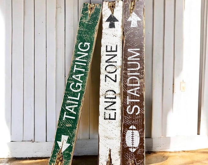 Football Tailgating Sign Set, Rustic Game Day Decor
