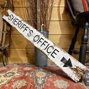 Rustic Sheriff’s Office Wood Sign | Western Country Decor | Distressed Police Gift