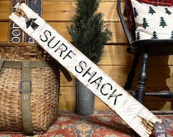 Surf Shack Sign – Coastal Beach House Wall Decor, Surfboard, Vacation Home, Cabin, Guest Room