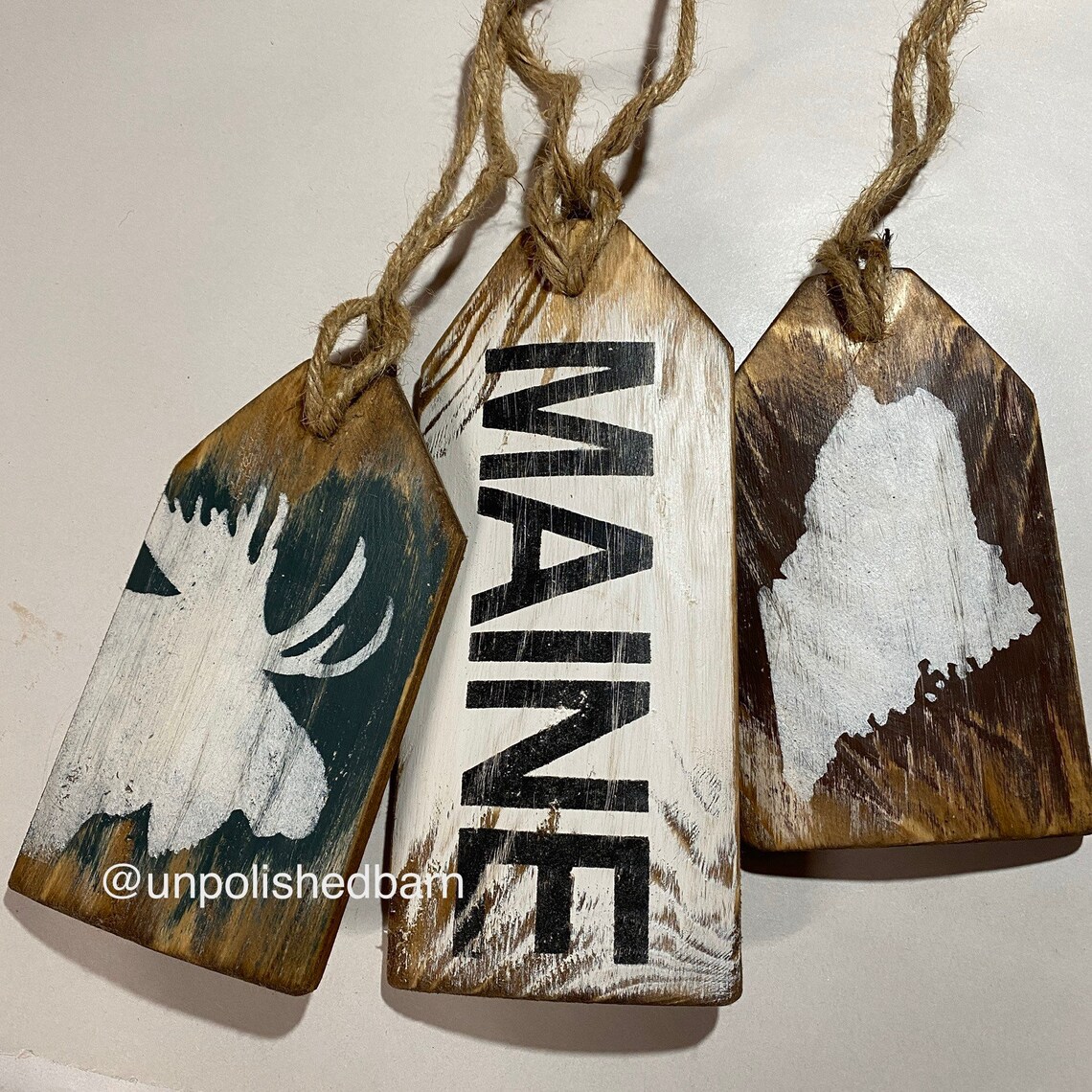 Maine Moose Sign Wood Door Tag Rustic Decor Distressed Etsy
