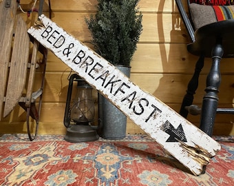 Letrero de madera rústico de Bed and Breakfast