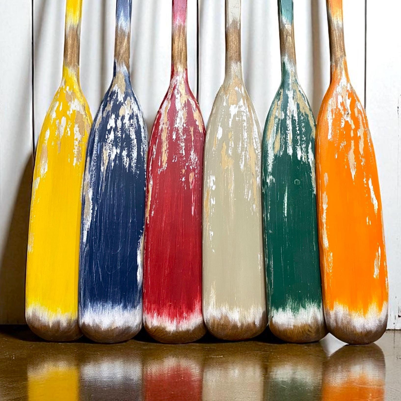 Lake House Decor, Painted Canoe Paddles Distressed Boat Oars