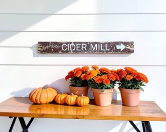 Cider Mill Rustic Fall Sign, Autumn Apple Wood Sign