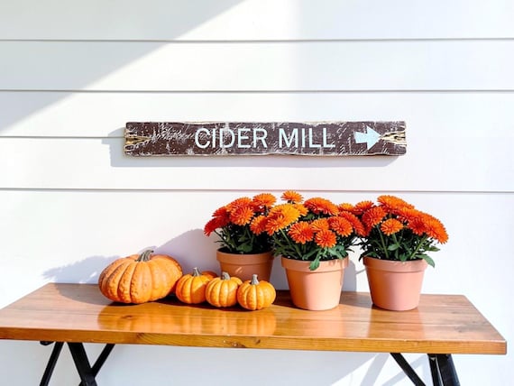 Cider Mill Rustic Fall Sign, Autumn Apple Wood Sign