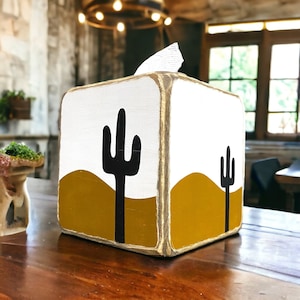 Southwestern Cactus Tissue Box Cover, Desert Western Decor